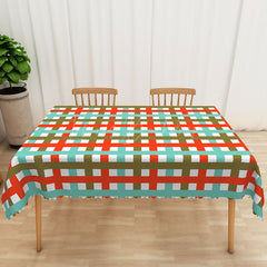 Lofaris Red Green and Blue Checkered Rectangle Tablecloth for Primary Color Themed Kids Birthday Party