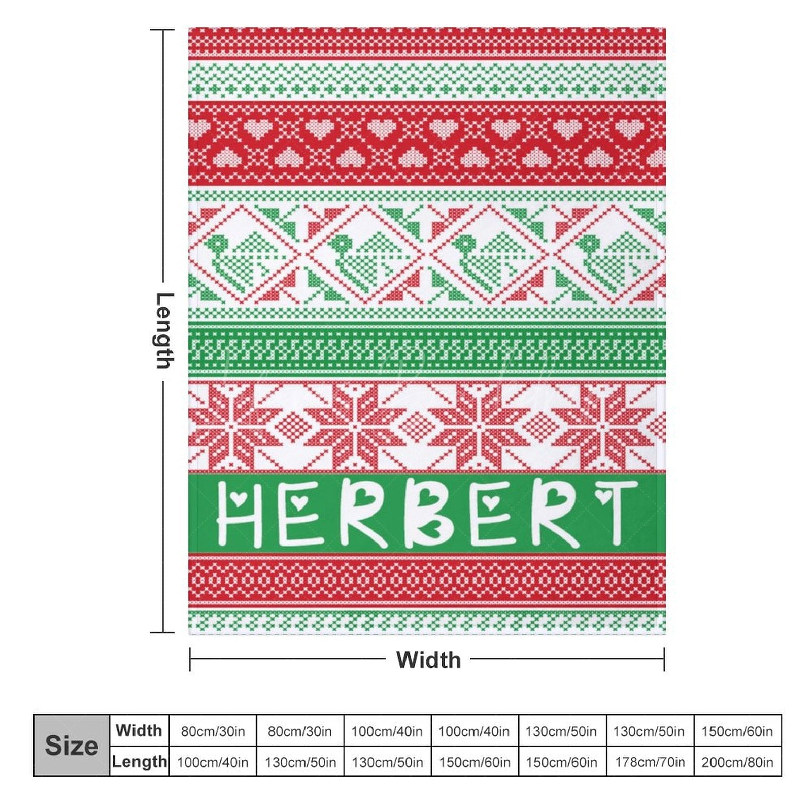 Lofaris Red Green Christmas Vibe Pattern Custom Name Blanket