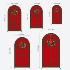 Lofaris Red Green Wreath Door Christmas Vibe Arch Backdrop