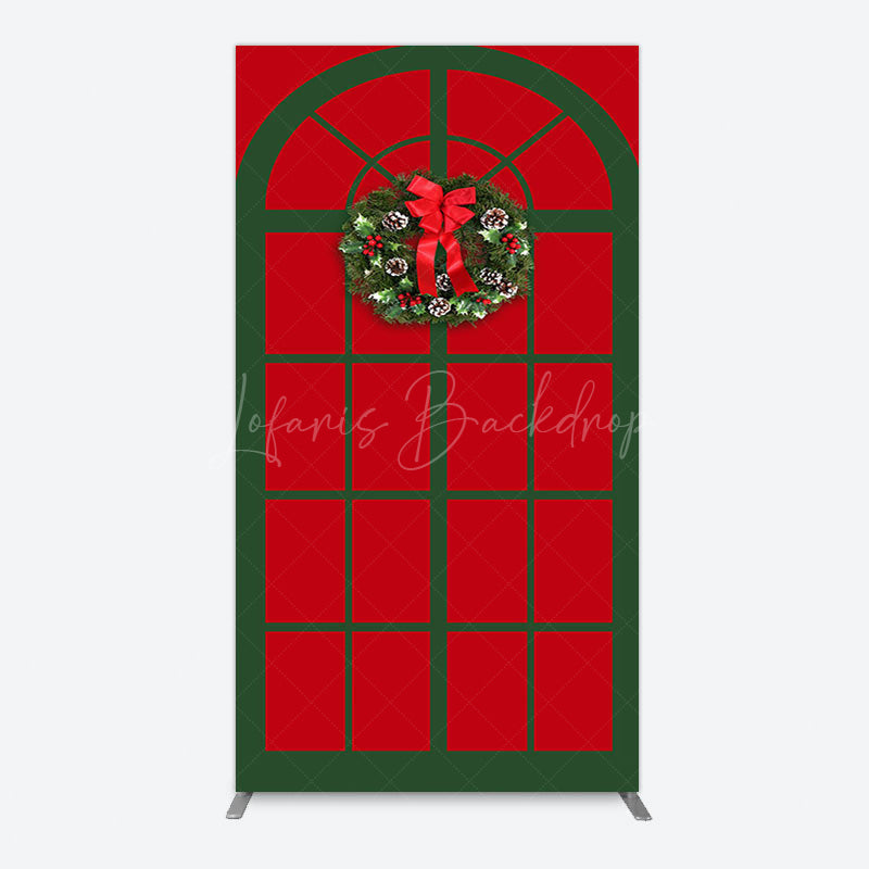 Lofaris Red Green Wreath Door Christmas Vibe Arch Backdrop