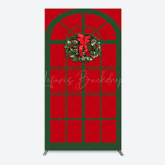 Lofaris Red Green Wreath Door Christmas Vibe Arch Backdrop