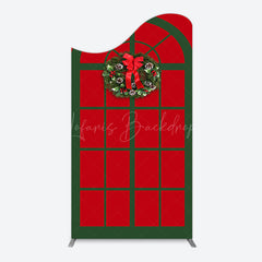 Lofaris Red Green Wreath Door Christmas Vibe Arch Backdrop