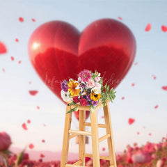 Lofaris Red Heart Air Balloon Floral Sea Romantic Backdrop