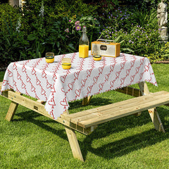 Lofaris Red Heart And Arrow Repeating Pattern Tablecloth