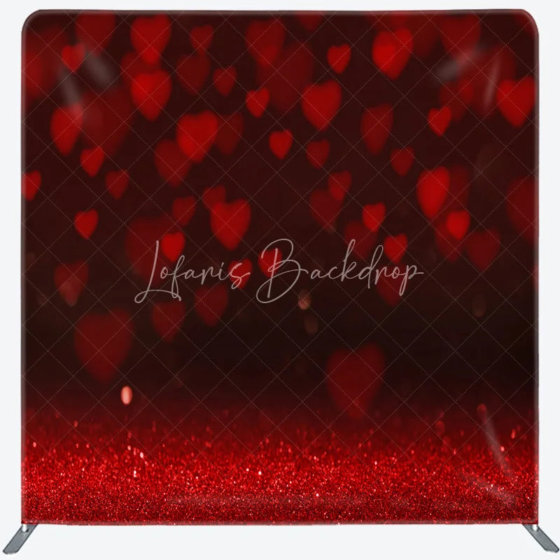 Lofaris Red Heart Bokeh Double Sided Backdrop Glitter Shimmer for Valentine’s Day Romantic Party Photo Booth Decor