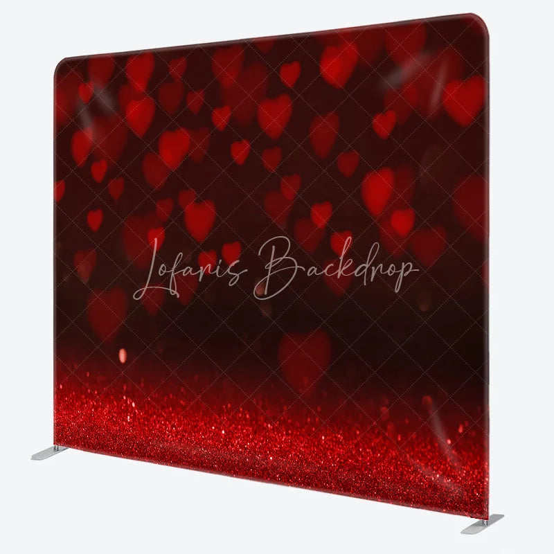 Lofaris Red Heart Bokeh Double Sided Backdrop Glitter Shimmer for Valentine’s Day Romantic Party Photo Booth Decor