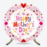 Lofaris Red Heart Colorful Floral Round Mothers Day Backdrop