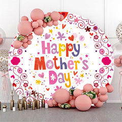 Lofaris Red Heart Colorful Floral Round Mothers Day Backdrop