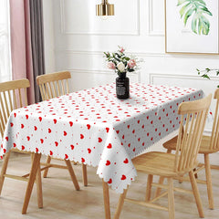 Lofaris Red Heart Garland String Rectangle Tablecloth Wavy Dotted Line Pattern Cute Valentine Kitchen Dining Decor
