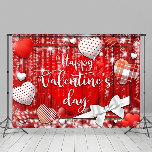 Lofaris Red Heart Romantic Wood Grain Valentines Day Backdrop