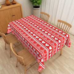 Lofaris Red Heart Stripe Rectangle Tablecloth Pink Vertical Band Table Cover Festive Valentine Day Home Decor