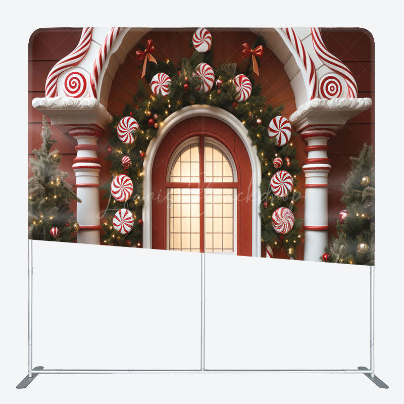 Lofaris Red House Christmas Party Square Tension Backdrop