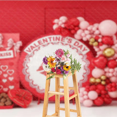 Lofaris Red Lips Valentine Day Backdrop Chocolate Gift Box Balloon Garland Background Romantic Party Photography Decor