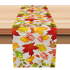 Lofaris Red Maple Leaves Autumn Table Runner Rustic Fall Vibe with a Botanical Design Thanksgiving Kitchen Decor