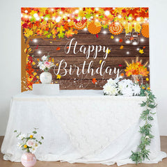 Lofaris Red Maples Tree Pumpkin Brown Wood Birthday Backdrop