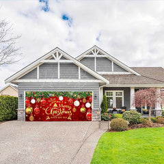 Lofaris Red Merry Christmas Happy New Year Garage Door Banner