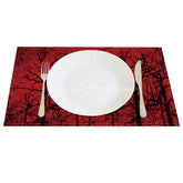 Lofaris Red Moon and Withered Trees Set of 4 Placemats for Spooky Halloween Gothic Dining Room Decor
