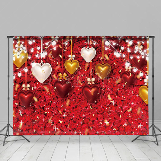 Lofaris Red Petal Colorful Heart Ornaments Hanging Backdrop