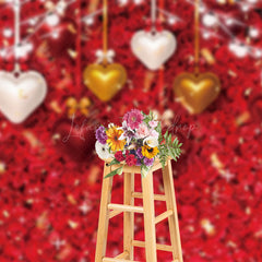 Lofaris Red Petal Colorful Heart Ornaments Hanging Backdrop