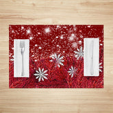 Lofaris Red Pine Leaves Snowflake Xmas Set Of 4 Placemats