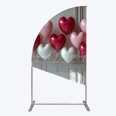 Lofaris Red Pink and White Heart Balloons Half Moon Arch Backdrop Romantic Valentine’s Day Decor