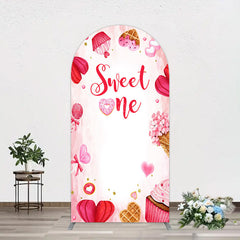 Lofaris Red Pink Candyland Desserts Sweet One Arch Backdrop