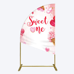Lofaris Red Pink Candyland Desserts Sweet One Half Moon Arch Backdrop