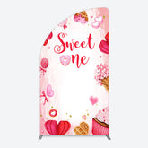 Lofaris Red Pink Candyland Desserts Sweet One Half Moon Arch Backdrop