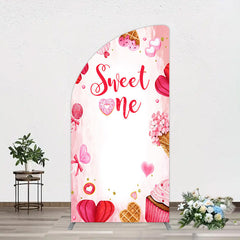 Lofaris Red Pink Candyland Desserts Sweet One Half Moon Arch Backdrop