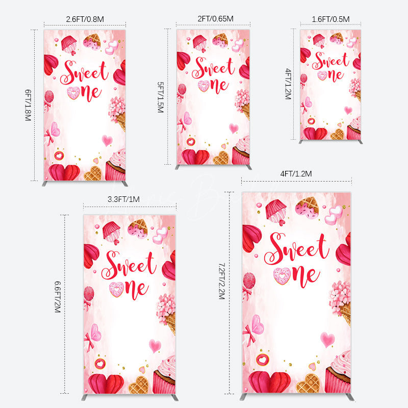 Lofaris Red Pink Candyland Desserts Sweet One Rectangle Backdrop