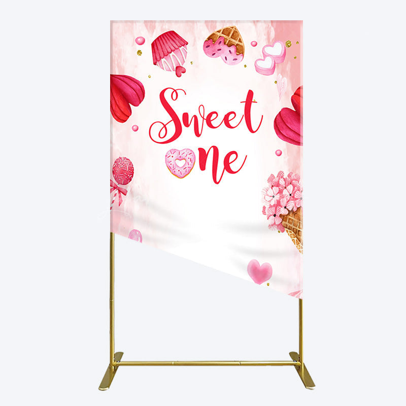 Lofaris Red Pink Candyland Desserts Sweet One Rectangle Backdrop