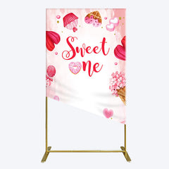 Lofaris Red Pink Candyland Desserts Sweet One Rectangle Backdrop