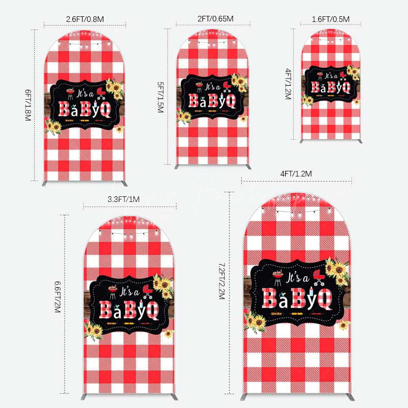 Lofaris Red Plaid Babyq Summer Baby Shower Arch Backdrop