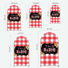 Lofaris Red Plaid Babyq Summer Baby Shower Arch Backdrop