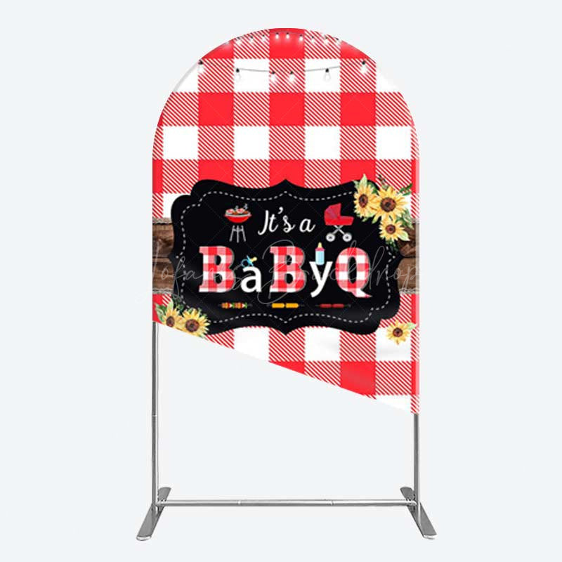 Lofaris Red Plaid Babyq Summer Baby Shower Arch Backdrop