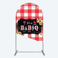 Lofaris Red Plaid Babyq Summer Baby Shower Arch Backdrop