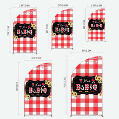 Lofaris Red Plaid Babyq Summer Baby Shower Half Moon Arch Backdrop