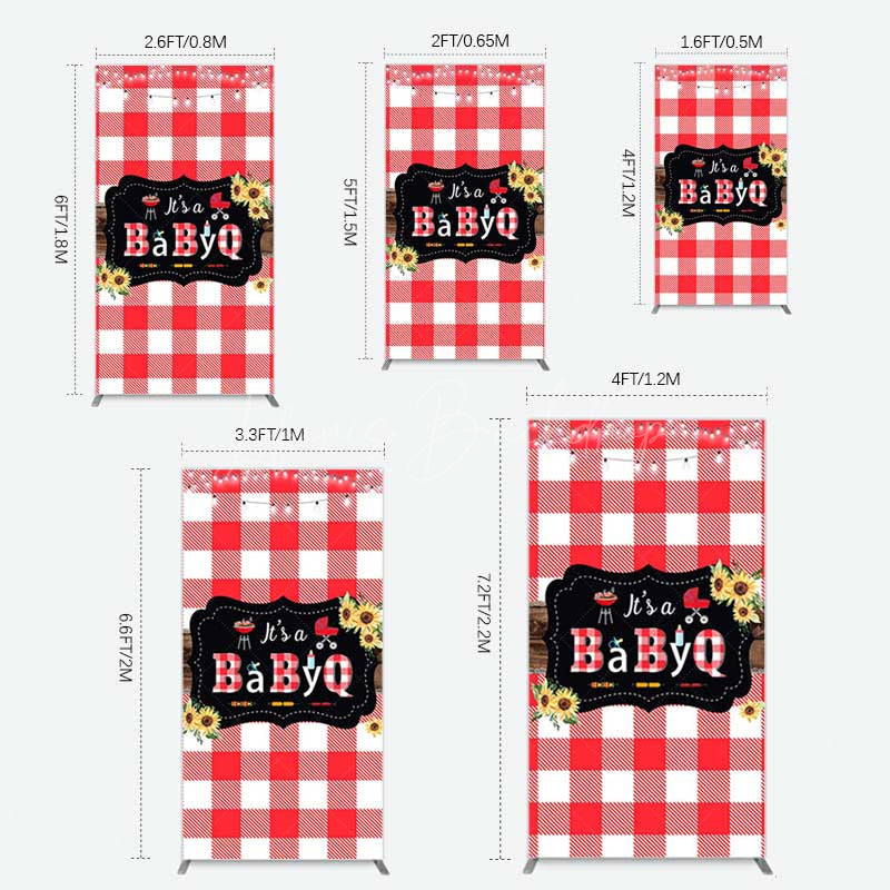 Lofaris Red Plaid Babyq Summer Baby Shower Rectangle Backdrop