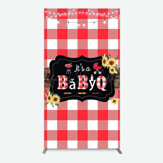 Lofaris Red Plaid Babyq Summer Baby Shower Rectangle Backdrop