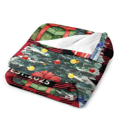 Lofaris Red Plaid Christmas Gift Custom Name Blanket For Kids