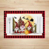 Lofaris Red Plaid Gnome Trees Christmas Set Of 4 Placemats