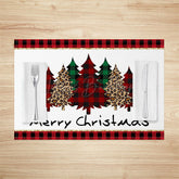 Lofaris Red Plaid Leopard Christmas Tree Set Of 4 Placemats