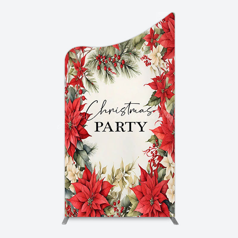Lofaris Red Poinsettia Leaves Christmas Party Arch Backdrop