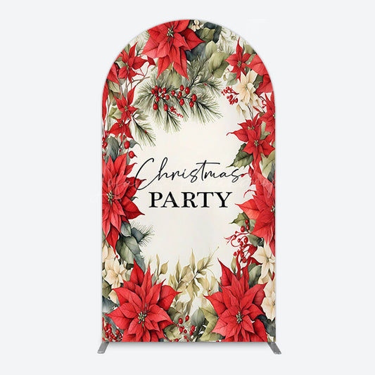 Lofaris Red Poinsettia Leaves Christmas Party Arch Backdrop