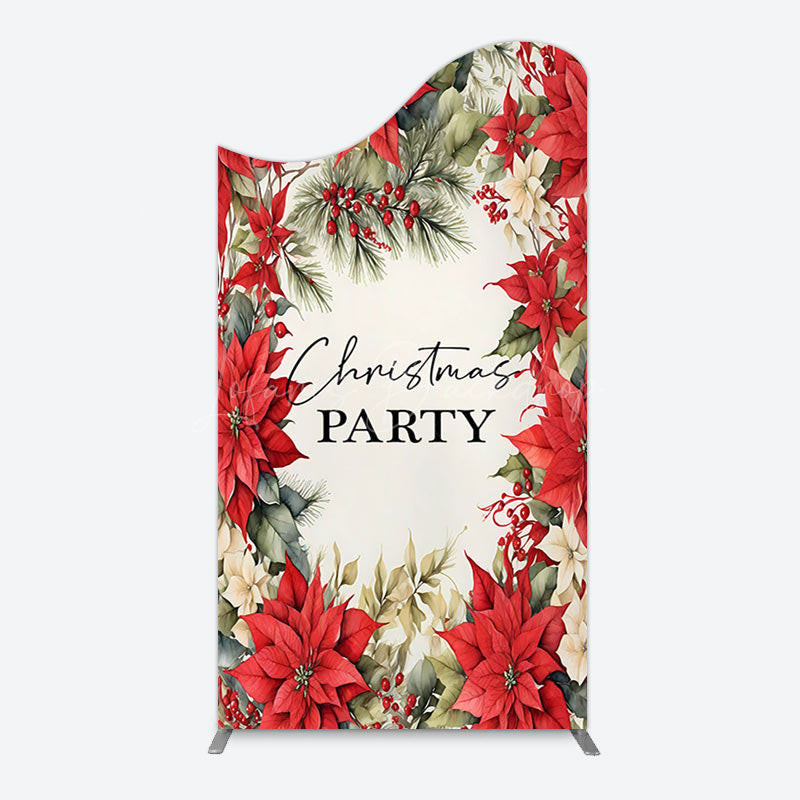 Lofaris Red Poinsettia Leaves Christmas Party Arch Backdrop