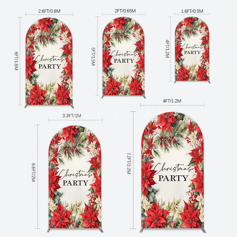 Lofaris Red Poinsettia Leaves Christmas Party Arch Backdrop