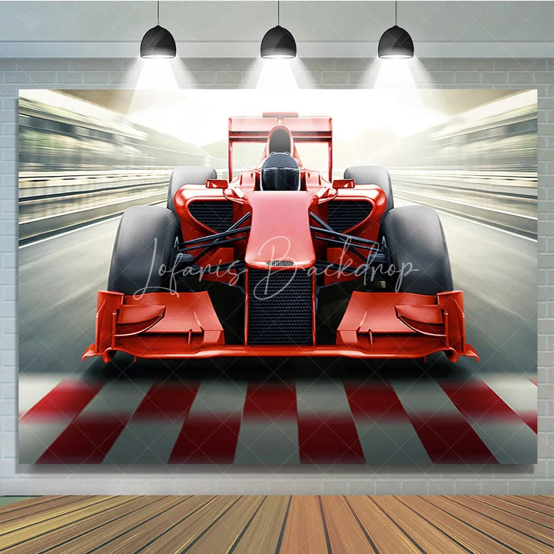 Lofaris Red Race Car Birthday Backdrop Fast Formula Racing Sport Theme Boys Party Photography Background