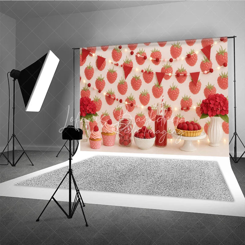 Lofaris Red Raspberry Garden Photo Backdrop Berry Sweet Birthday Cake Smash Photography Background