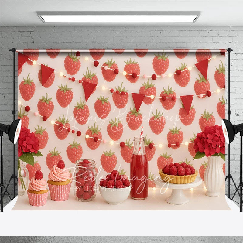 Lofaris Red Raspberry Garden Photo Backdrop Berry Sweet Birthday Cake Smash Photography Background