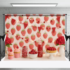 Lofaris Red Raspberry Garden Photo Backdrop Berry Sweet Birthday Cake Smash Photography Background